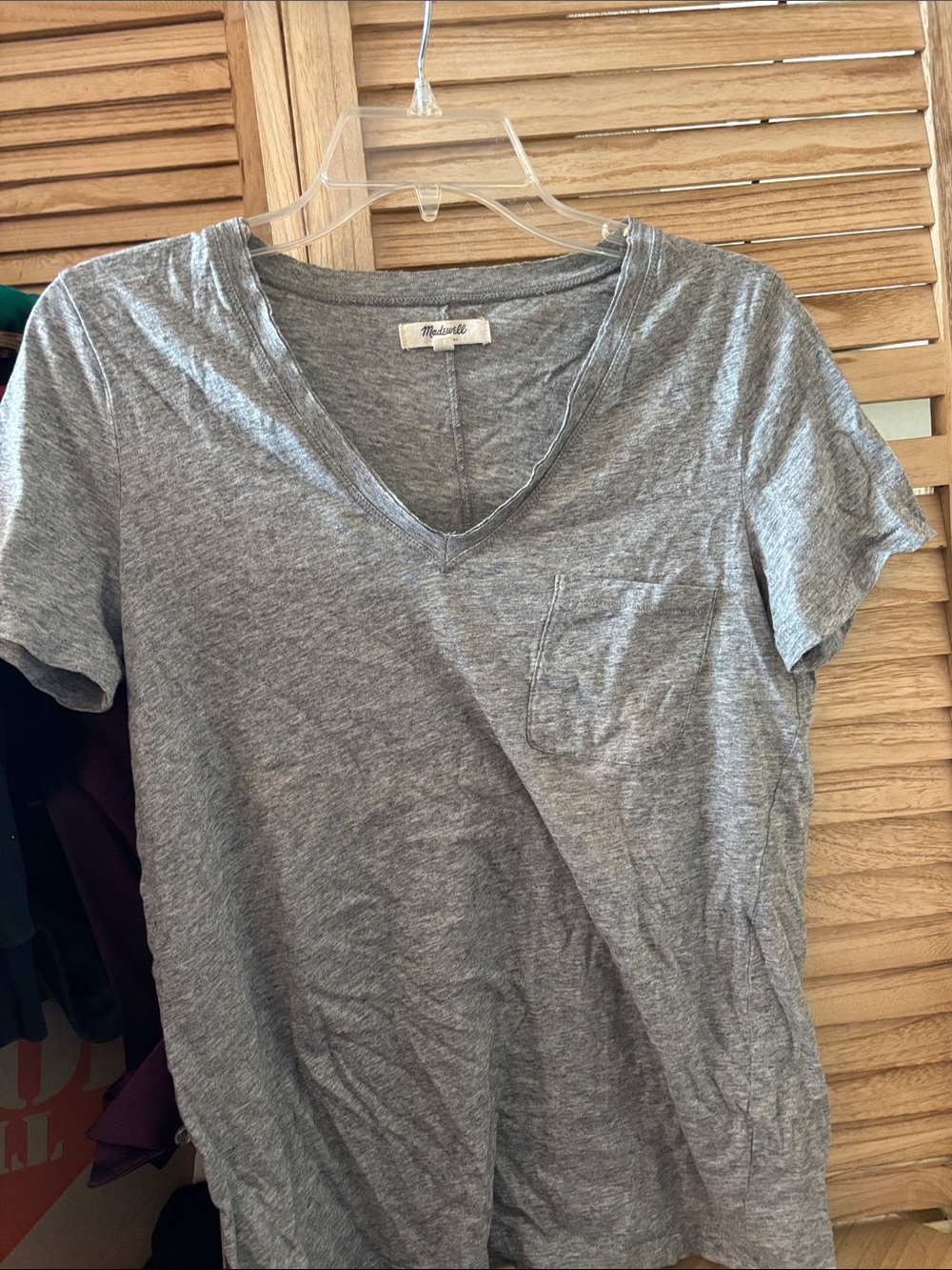 Madewell Heather Gray V-Neck Pocket Tee Medium